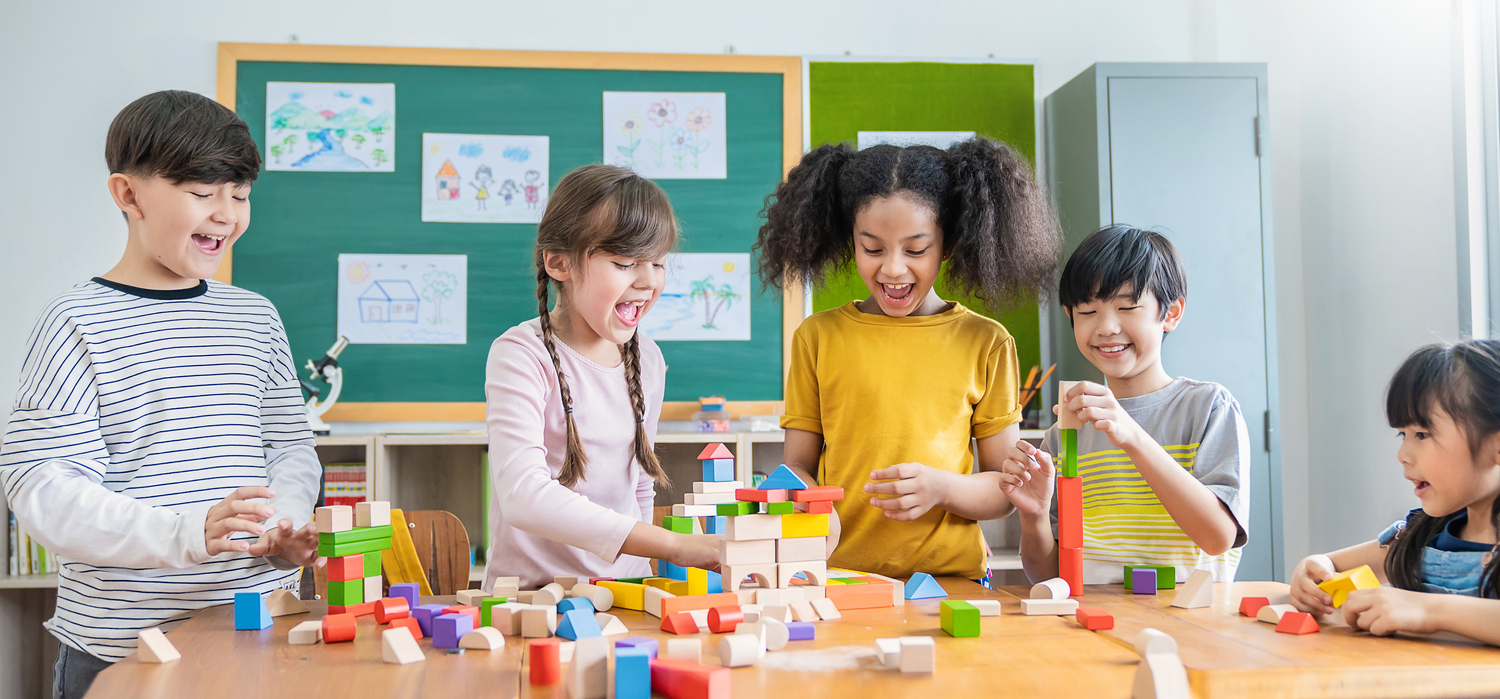 Children Playing with Blocks